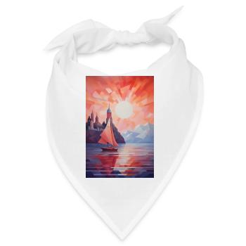 Maritime Landschaft im geometrischen Stil - Bandana - Weiß - Vorne