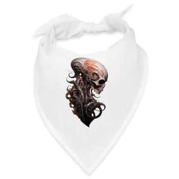 Alien Schädel Wirbelsäule Dark Fantasy Shirt - Bandana - Weiß - Vorne