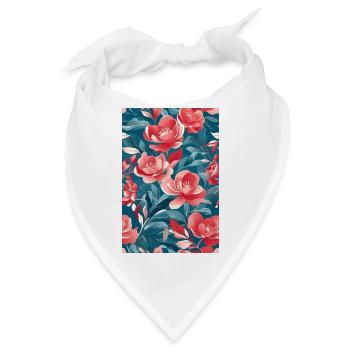 Rote Tulpen mit grünen Blättern - Bandana - Weiß - Vorne