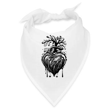 Herz mit Wurzeln und Ästen - Bandana - Weiß - Vorne