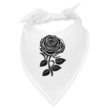 Romantische Rose in schwarz - Bandana - Weiß - Vorne
