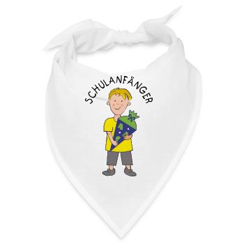 Schulanfänger - Junge mit ABC Zuckertüte  - Bandana - Weiß - Vorne