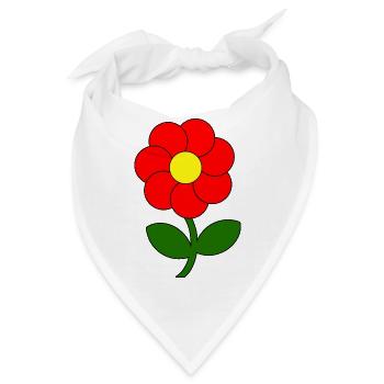 rote Blume - Bandana - Weiß - Vorne