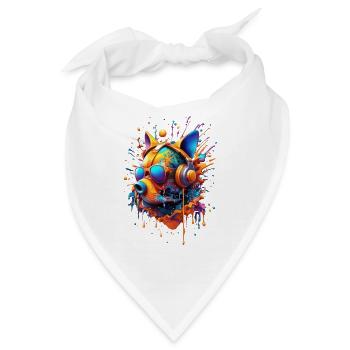 Stilisierter futuristischer Hundekopf Molosser Typ - Bandana - Weiß - Vorne