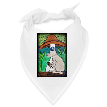 Maus mit Bienchen im Regen - Bandana - Weiß - Vorne