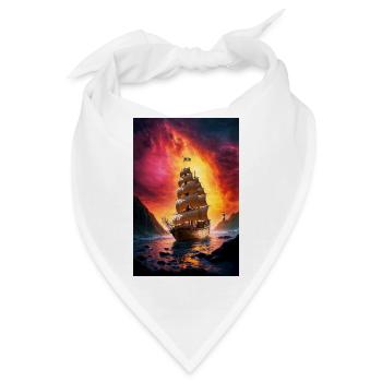 Piratenschiff am Feuertor - Bandana - Weiß - Vorne