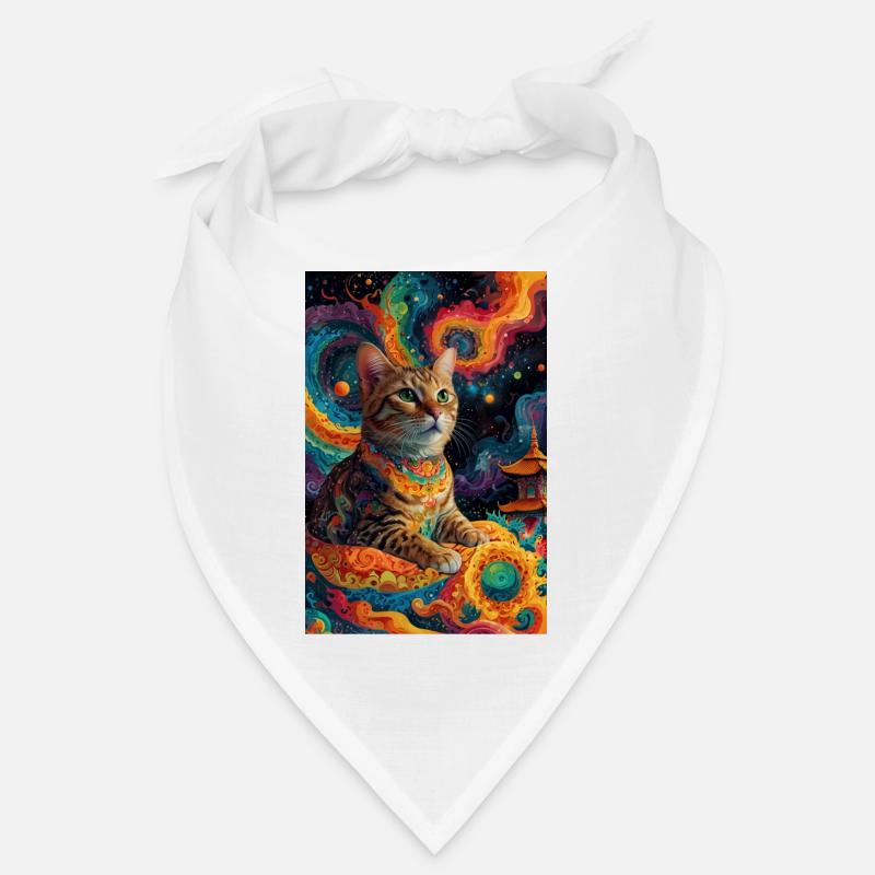 Chat Bouddha - Bandana - blanc