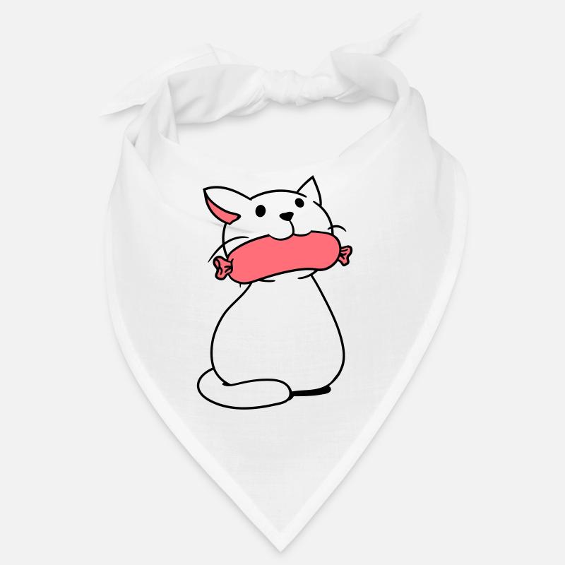 Cute cat eats sausages mouth eats sausage fun Bandana