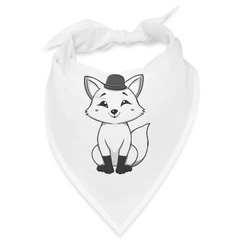 Fuchs mit Hut in schwarz-weiß - Bandana - Weiß - Vorne