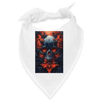 Blutrote Blüten Schädelkunst - Bandana - Weiß - Vorne