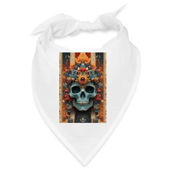 Blumenkrone-Schädel mit drittem Auge - Bandana - Weiß - Vorne