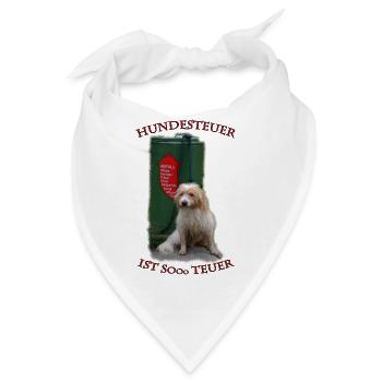 Hund ausgesetzt vor Mülltonne Hundesteuer - Bandana - Weiß - Vorne