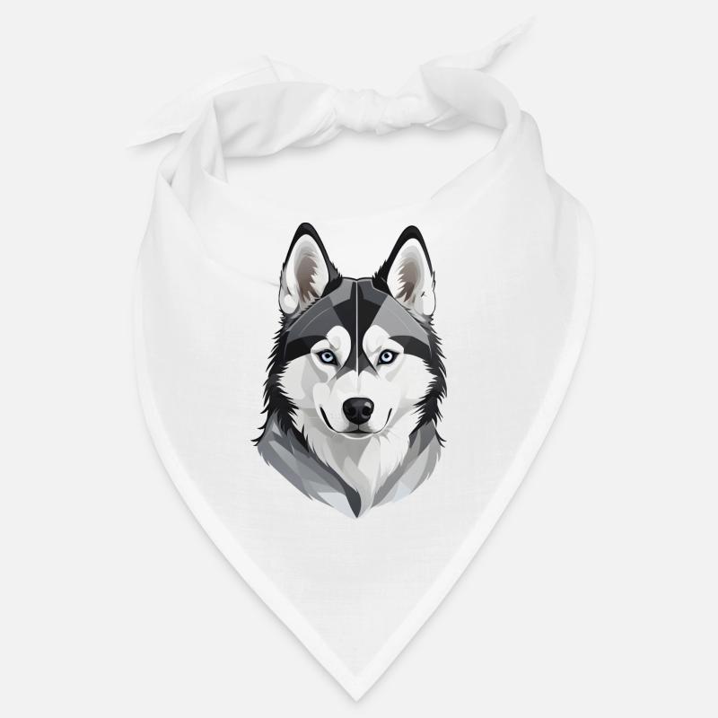 Niedlicher Husky-Kopf - Bandana - Weiß