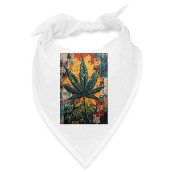 Graffiti Hanfblatt Wandkunst - Bandana - Weiß - Vorne