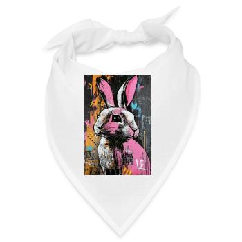 Graffiti Hase im Neonrausch - Bandana - Weiß - Vorne