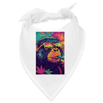 Psychedelischer Affe mit Sonnenbrille - Bandana - Weiß - Vorne