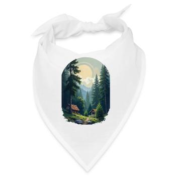 Verpixelte Hütte im Wald - Bandana - Weiß - Vorne