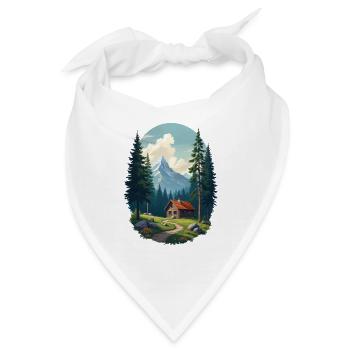 Verpixelte Hütte im Wald - Bandana - Weiß - Vorne