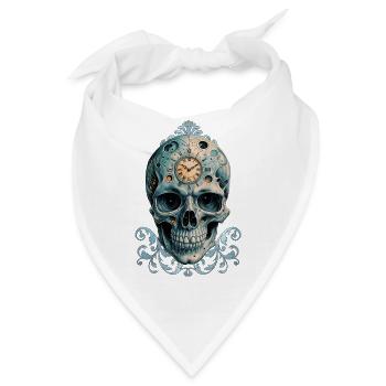 Der Schädel der Zeit: Römische Ziffern - Bandana - Weiß - Vorne
