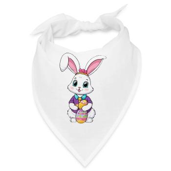 Osterhase mit Ostereiern - Bandana - Weiß - Vorne