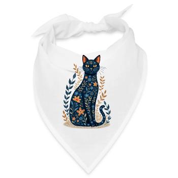 Blumige Katze - Bandana - Weiß - Vorne