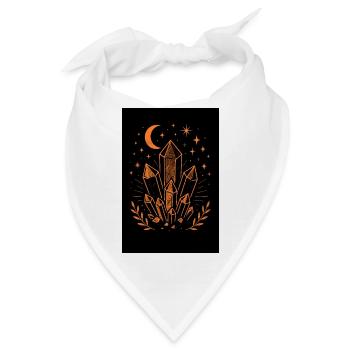 Mystische Kristalle, Mond und Sterne in Neonlichtern - Bandana - Weiß - Vorne