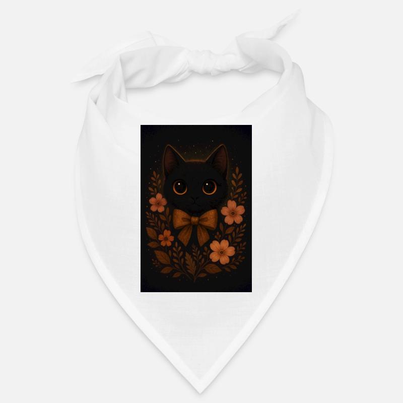 Chat noir avec fleurs Bandana