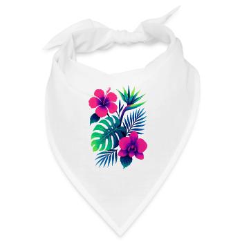 Tropische Blumenpracht – Exotische Hibiskus & Mons - Bandana - Weiß - Vorne