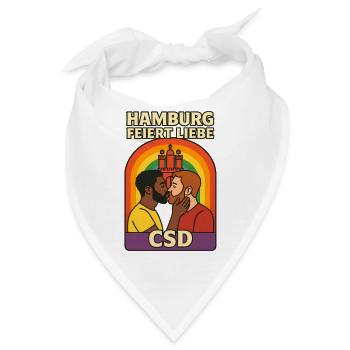 Hamburg feiert Liebe CSD Männer - Bandana - Weiß - Vorne