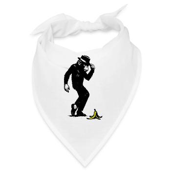 Affe mit Hut und Banane - Bandana - Weiß - Vorne