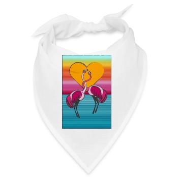 2 Liebende Flamingos - Bandana - Weiß - Vorne