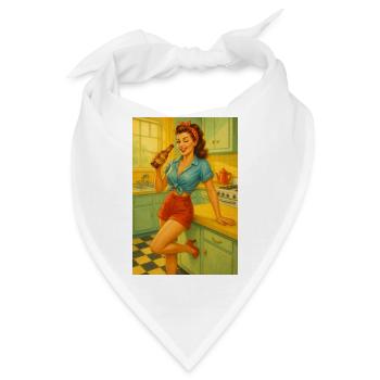 Pin-up Girl in der Küche Bier - Bandana - Weiß - Vorne