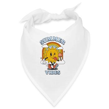 Summer Vibes Cartoon – Sonne mit Eis & Retro-Regen - Bandana - Weiß - Vorne
