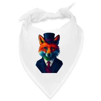 WPAP Stil Tiere - Fuchs eleganter Anzug Monokel - Bandana - Weiß - Vorne