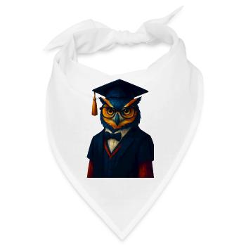WPAP Stil Tier - Eule im Professoren-Outfit Fliege - Bandana - Weiß - Vorne