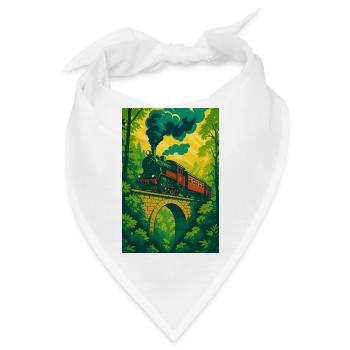 Eisenbahn Dampflok Zug Wald Brücke - Bandana - Weiß - Vorne