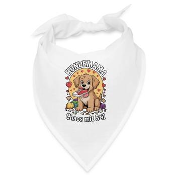 Hundemama – Chaos mit Stil | Lustiges Hundemotiv - Bandana - Weiß - Vorne