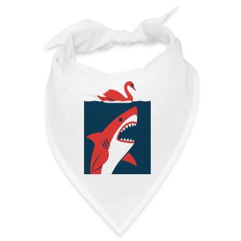 Schwan trifft Hai #2 - Bandana - Weiß - Vorne
