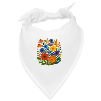 Wildblumen-Blütenlandschaft - Bandana - Weiß - Vorne