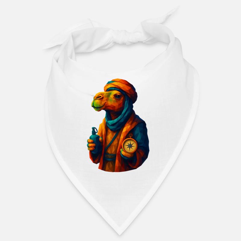 WPAP Stil Tiere - Kamel Karawanenführer - Bandana - Weiß
