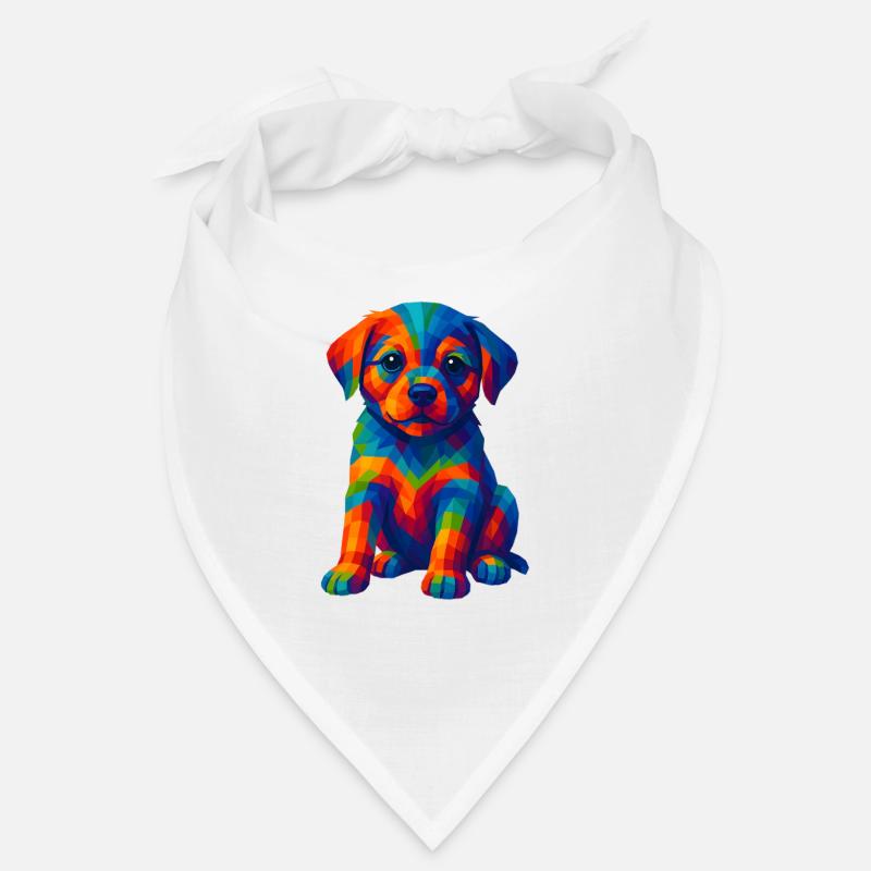 WPAP Polygon Style Animaux - Portrait de chiot de chien Bandana