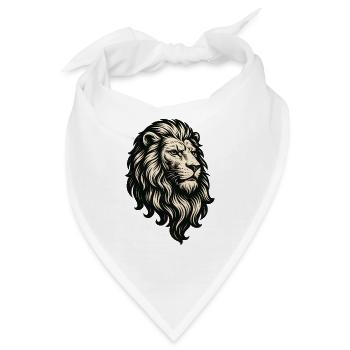 Heraldischer Löwenkopf Vintage Linolschnitt Stil - Bandana - Weiß - Vorne