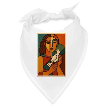 Peaceful Soul – Kubismus trifft Retro-Kunst - Bandana - Weiß - Vorne