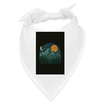 Nacht Berglandschaft Illustration - Bandana - Weiß - Vorne