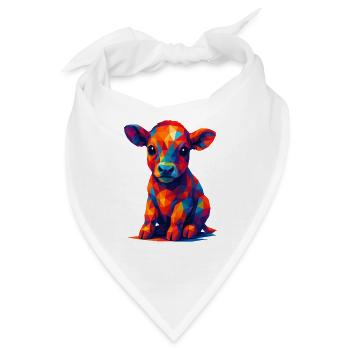 WPAP Polygon Kawaii Stil Tiere Baby Kälbchen Kuh - Bandana - Weiß - Vorne