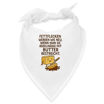 Fettflecken Butter Spruch - Bandana - Weiß - Vorne