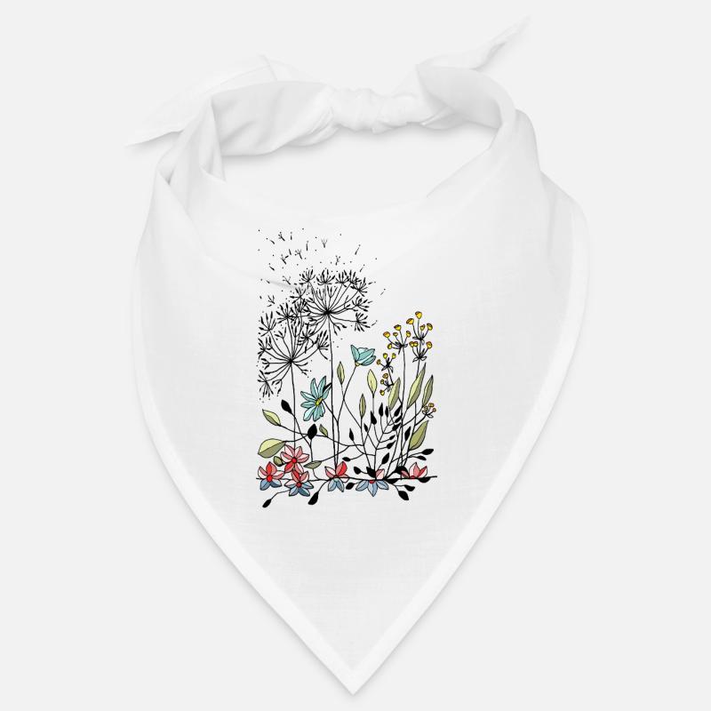 Blumen - Bandana - Weiß