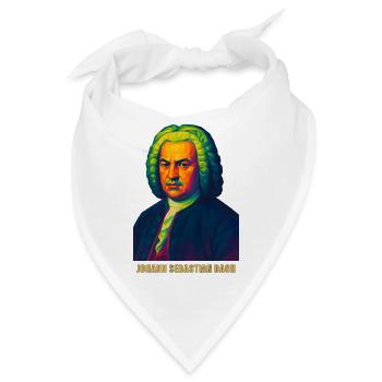 WPAP Polygon Porträt Johann Sebastian Bach - Bandana - Weiß - Vorne