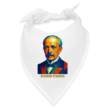 WPAP Polygon Porträt Richard Strauss Komponist - Bandana - Weiß - Vorne