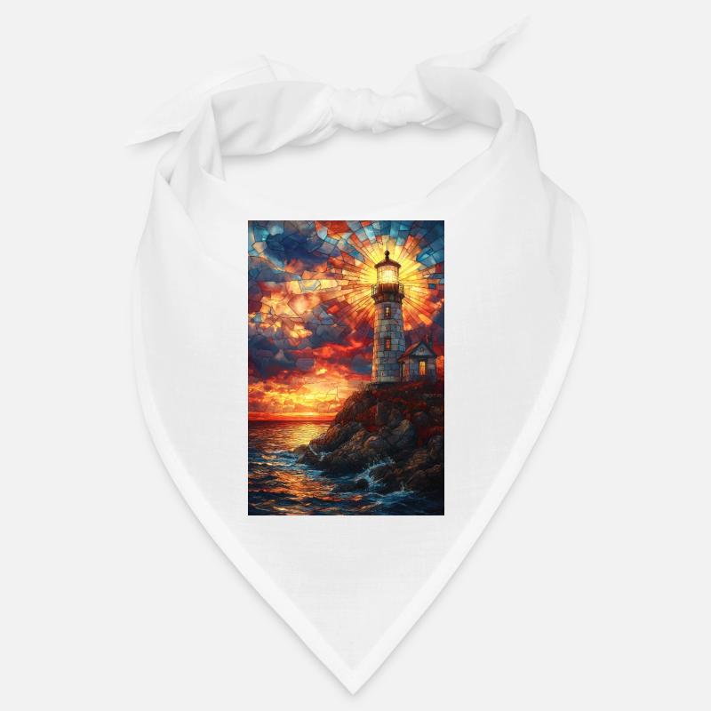 Stained Glass Lighthouse Sunset Bandana